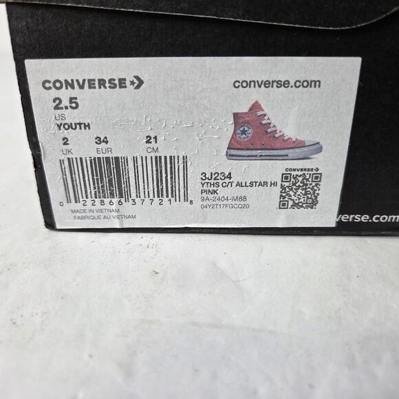 Converse Chuck Taylor All Star High Top Pink Sneakers Lace Up Shoes Youth SZ 2.5 - Picture 11 of 11